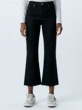 Zara Black Crop Flare Jeans